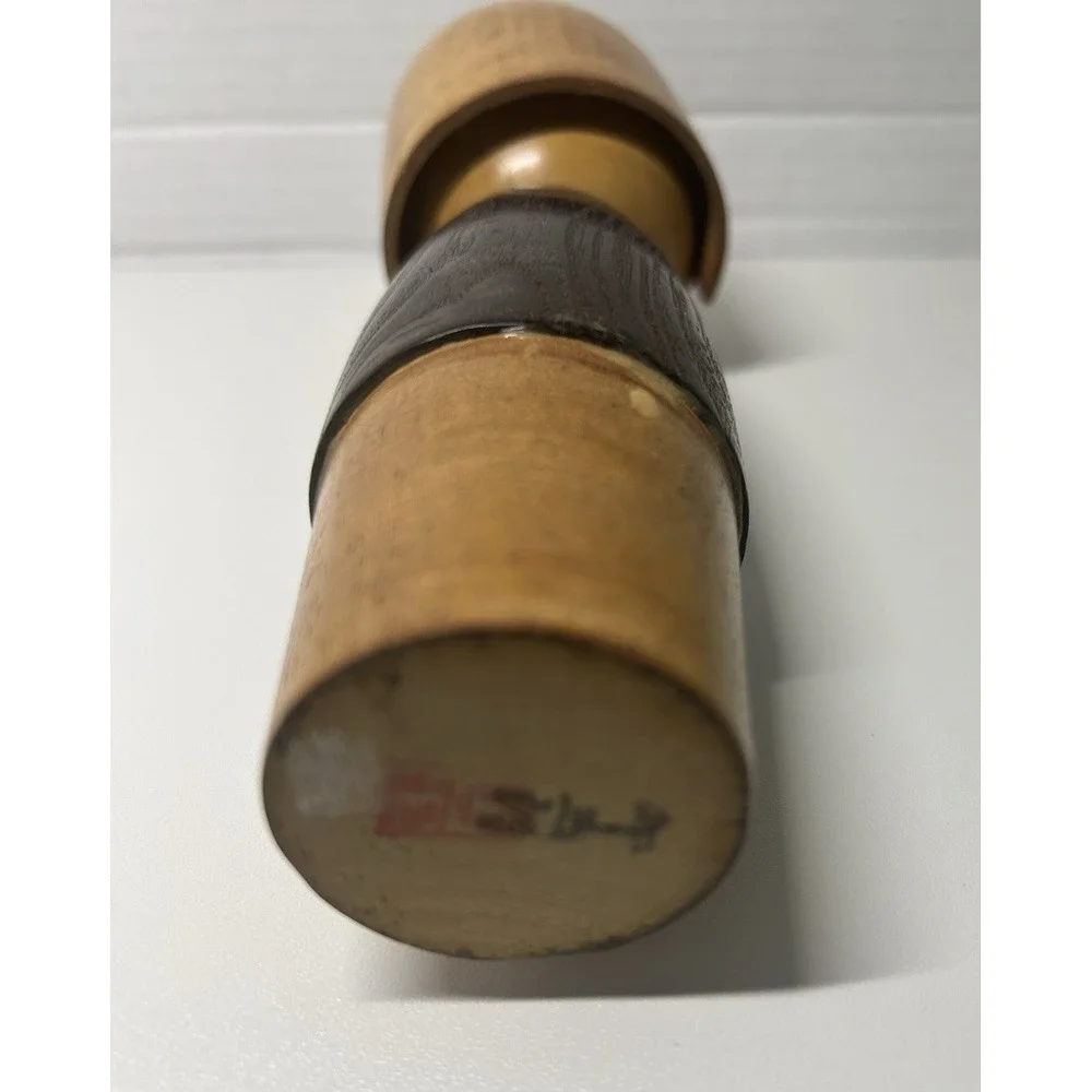 Vintage Japanese Kokeshi Usaburo wooden doll plum blossom traditional craft G46